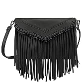 HDE Women's PU Leather Hobo Fringe Crossbody Tassel Purse Vintage Small Flap Envelope Handbag Western Sling Shoulder Bag