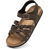 Torotto Girls Sandals with Cork Footbed Adjustable Buckle Casual Slides Sandals Open Toes Flat for Kids Toddler