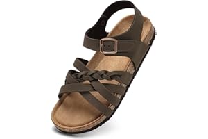 Torotto Girls Sandals with Cork Footbed Adjustable Buckle Casual Slides Sandals Open Toes Flat for Kids Toddler