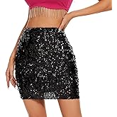 Zando Women's Sequin Skirt Sparkle Stretchy Glitter Sequin Bodycon Sparkly Skirt Mini Skirt for Night Out Party