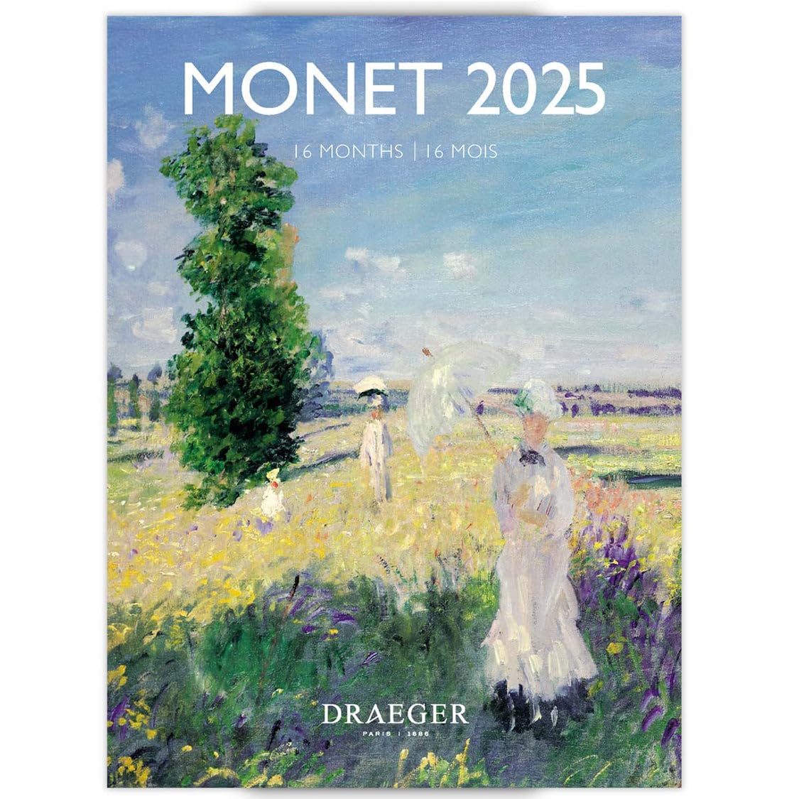 DRAEGER PARIS 1886 - Monet Compact Wall Calendar 14 x 18 cm - September 2024 to Dec 2025-7 Languages - 12 Artistic Photos - Elegant & Functional Organisation - High Quality Paper - Gift Idea