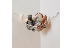 3 Sprouts Large Stuffed Animal Hammock - Corner Wall Toy Net Organizer for Plushie Animals, Teddy Bear Storage Solution, Stuf