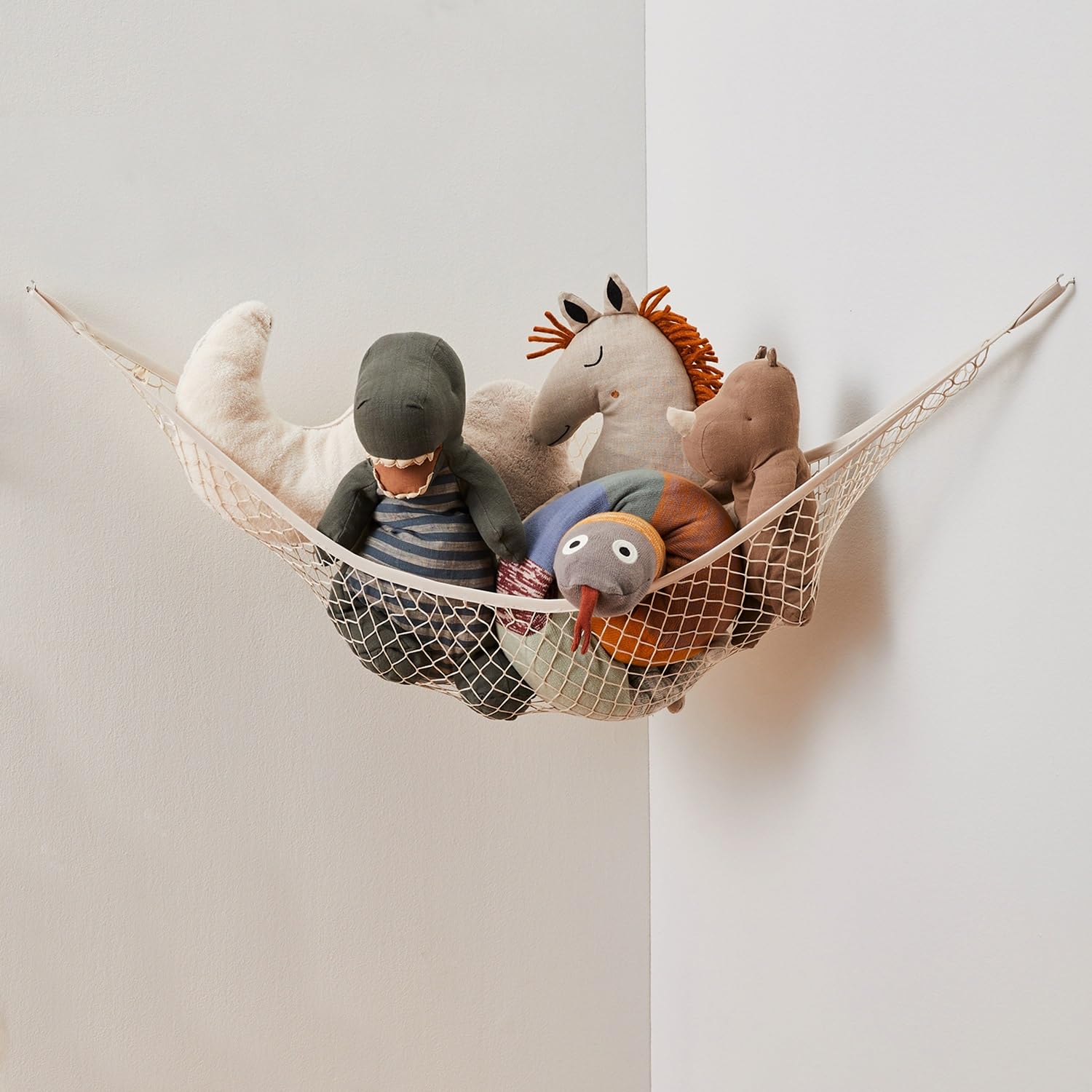 3 Sprouts Large Corner Teddy Hammock - Toy Hammock & Stuffed Animal Storage Net for Children's Bedroom - Soft Cuddly Toy Net