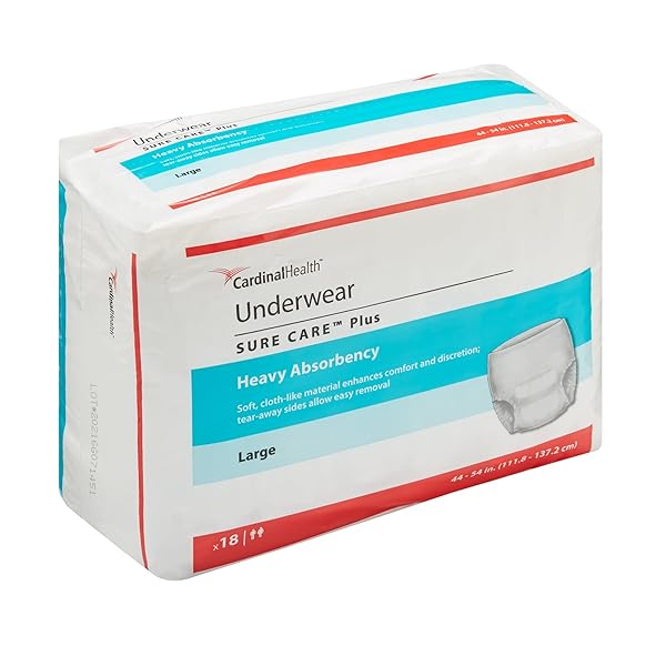 CARDINAL HEALTH 1615A PROTECTIVE UNDERWEAR, SURE CARE PLUS, HEAVY ABSORBENCY, LARGE