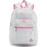J World Zenpack Jr. Elementary School Backpack with Laptop Compartment. Travel Backpack for Kids Adults with Luggage Sleeve. Cute Bookbag for Girls Boys, Metallic Silver