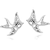 AeraVida Brave and Free Swallow Bird .925 Sterling Silver Stud Earrings | Adorable Sterling Silver Stud Earring for women | Bird Stud Earrings