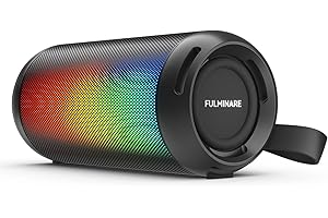 FULMINARE Portable Bluetooth Speaker with 26W HD Sound, Speakers Bluetooth Wireless 6.0, AUX&TF-Card&USB Input, LED Lights, IPX5 Waterproof, 16H Playtime for Home/Outdoor/Party, Birthday Gift (Black)
