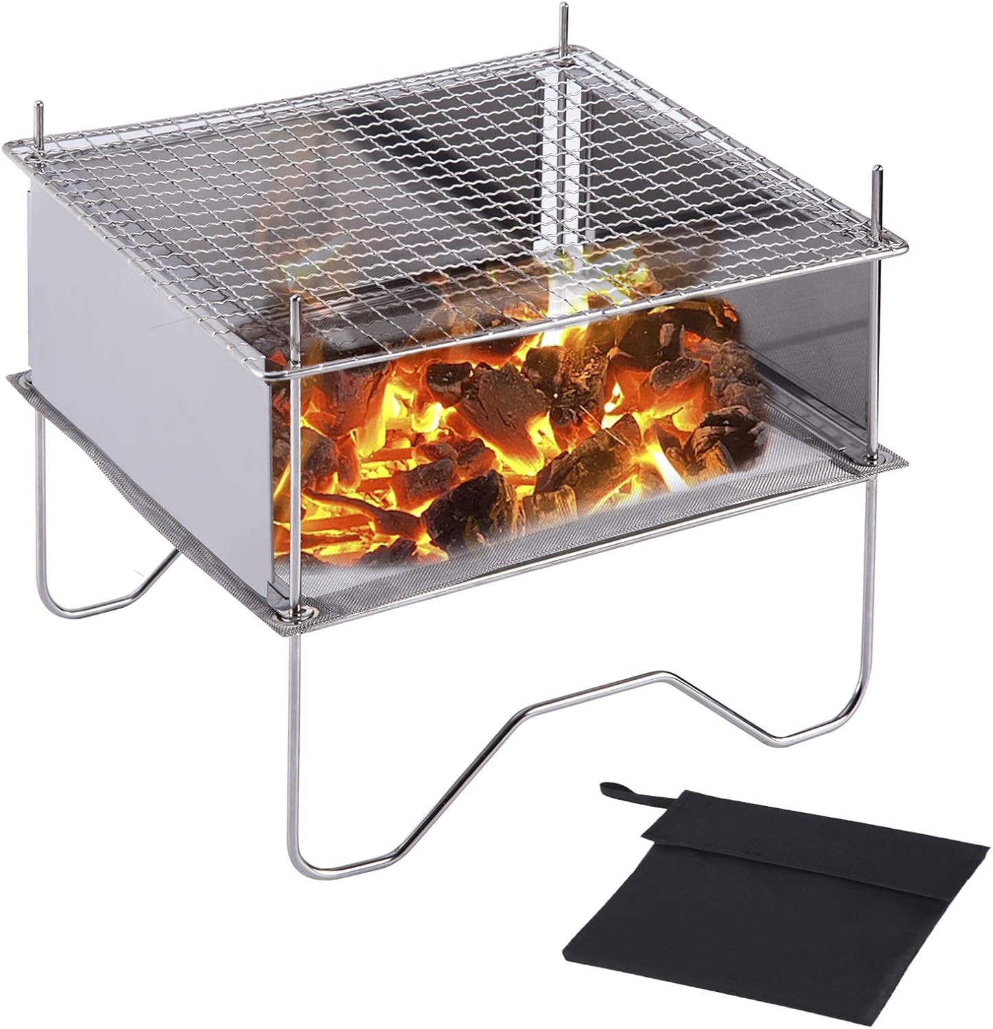 SUCHDECO Outdoor folding Fire Pit grill, Portable barbecue grille, Mini