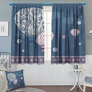 Cortina opaca de estilo retro, diseño de globos de aire sobre lunares y