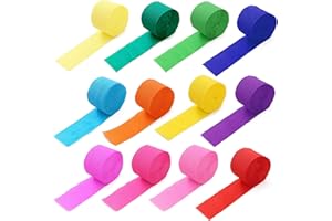 Crepe Paper Streamers Party Decorations, 12 Colors 984ft Birthday Party Crepe Paper Streamers Backdrop Rolls for Wedding Deco