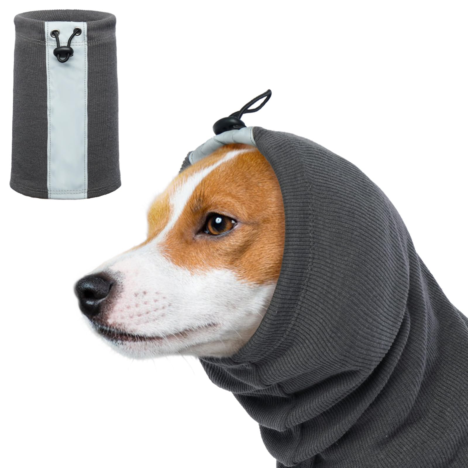 Dog Calming Ear Muffs, Fireworks Calming Ear for Dogs Hematoma Ear Wrap Ear Defenders for Fireworks Noise Canceling(Grey, S)