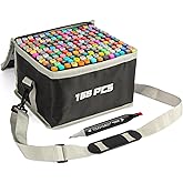 RBINITION 168 Colors Dual Tips Art Markers Set, Alcohol Based Markers Pens for Adult Kids Coloring Drawing Sketching Card Making Illustration