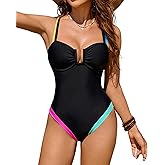 Jolefille One Piece Swimsuit Women Tummy Control Push Up Bathing Suit High Cut Swim Suit Modest Lace Up Shapewear Swimwear