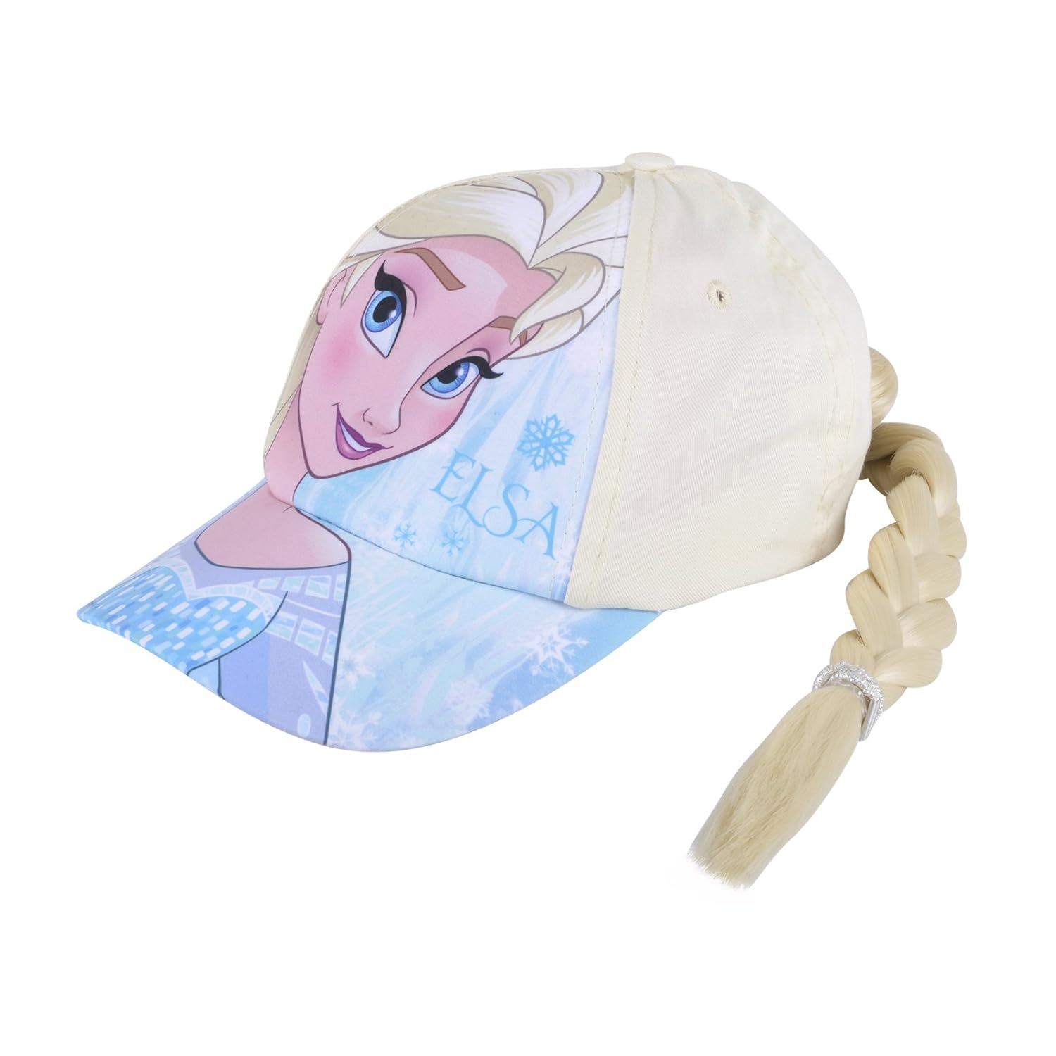 Disney Frozen Elsa Baseball Cap With Faux Hair Plaited Ponytail Girls