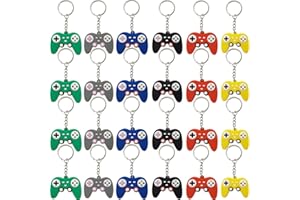 NSBELL 24PCS Video Game Controller Keychains in 6 Colors Video Game Party Controller Handle Key Ring Game Controller Keychain for Video Game Party Favors Birthday Baby Shower