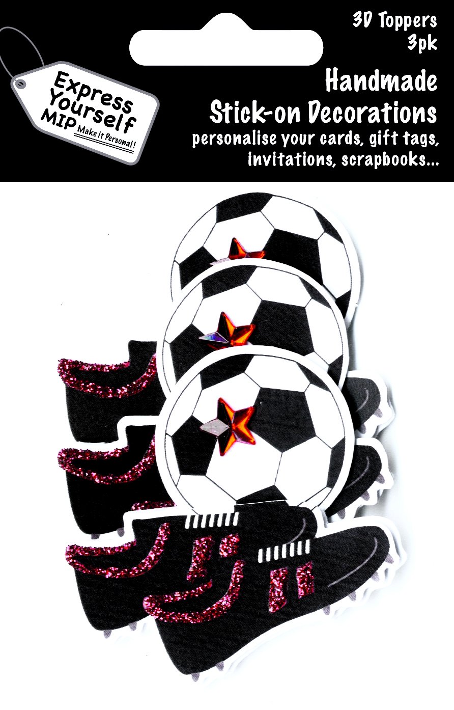Express Yourself MIP, self Adhesive, Football and Boots Multi Pack Toppers - Ideal for Card Making, Gift Wrapping, Scrapbooking, Papercrafts, Childrens Crafts etc