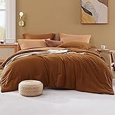 WRENSONGE Terracotta King Comforter Set, 7 Pieces Soft Microfiber King Size Comforter with Fitted Sheet, Flat Sheet 2 Pillow Shams, and 2 Pillowcases- Warm King Bedding Set for All Season