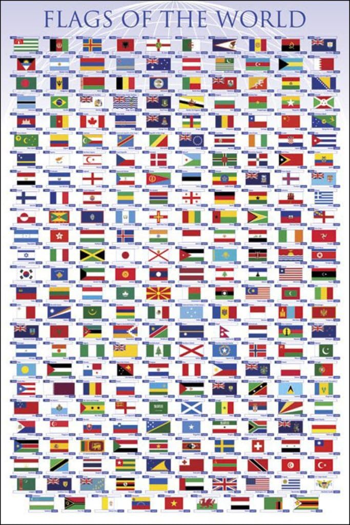 Pyramid America Flags Of The World Classroom Educational Chart Nations National Countries Symbol Cool Wall Decor Art Print Poster 24x36