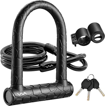 MOMIMO Bike Lock Heavy Duty U Lock with 4ft Cable Shackle 0.86 in Keyed