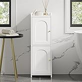 Hzuaneri Bathroom Storage Cabinet, Small Corner Floor Cabinet with 2 Doors | Narrow Toilet Paper Cabinets with Adjustable Shelf, Bathroom Organizer for Small Spaces, 7.9" D x 9.8" W x 29.5" H White