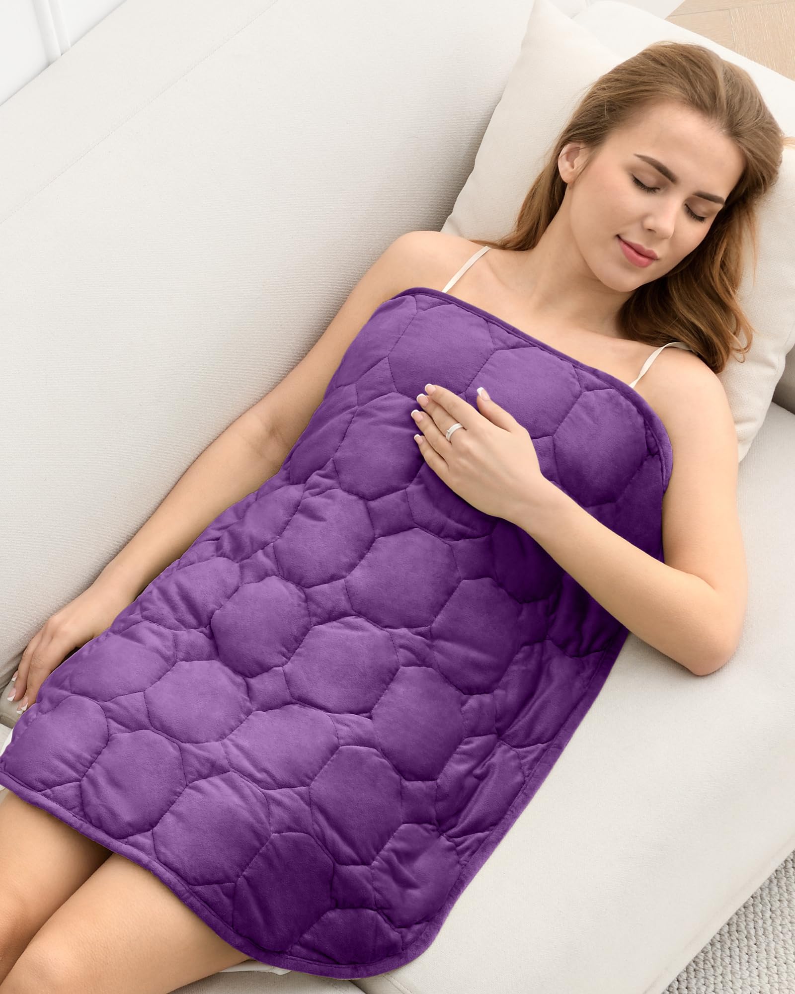 Weighted Lap Blanket Pad 7lbs for Adults, Cozy Luxury Crystal Velvet Small Weighted Blankets 29'' x 24'' All Season for Travel, Relaxation, Sleeping, Weighted Lap Pad, Purple(60cm x 73 cm, 3.2 kg)