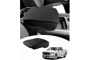 Shademax Dodge Ram 1500 Center Console Cover,Armrest Cushion Pad Cover for Dodge Ram 1500 Accessories 2019 2020 2021 2022 2023 2024, PU Leather Dodge Console Cover Anti-Scratch Black