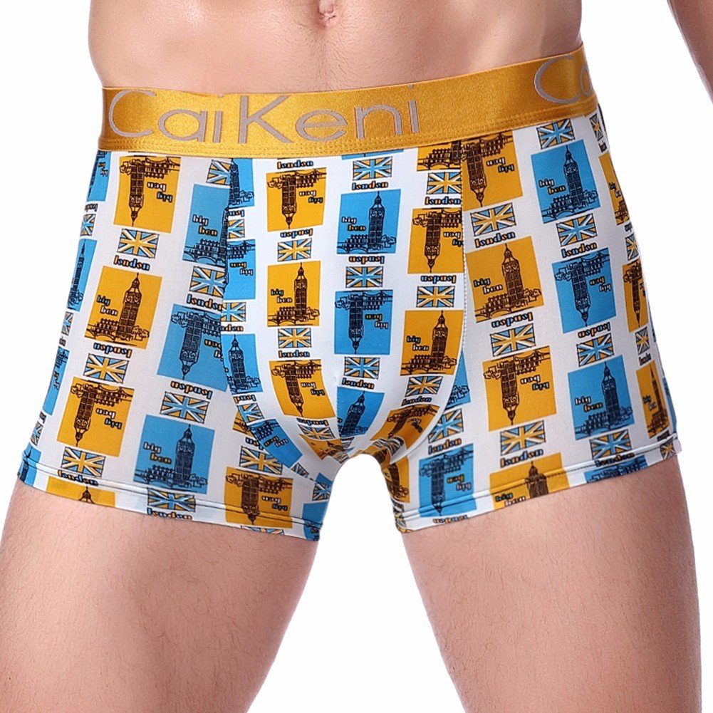CAIKENI Men Underwear Comfort Soft Boxer Short Yellow XL