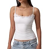 Starrylion Padded Lace Cami Top Double Lined Sexy Tank Top Spaghetti Strap Club Party Shirt