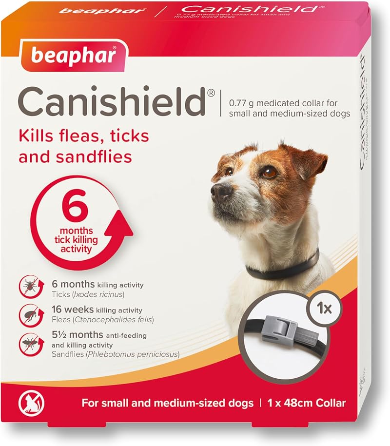 Beaphar Canishield Medicated Flea & Tick Collar Small/Med Dogs 4-6 Months