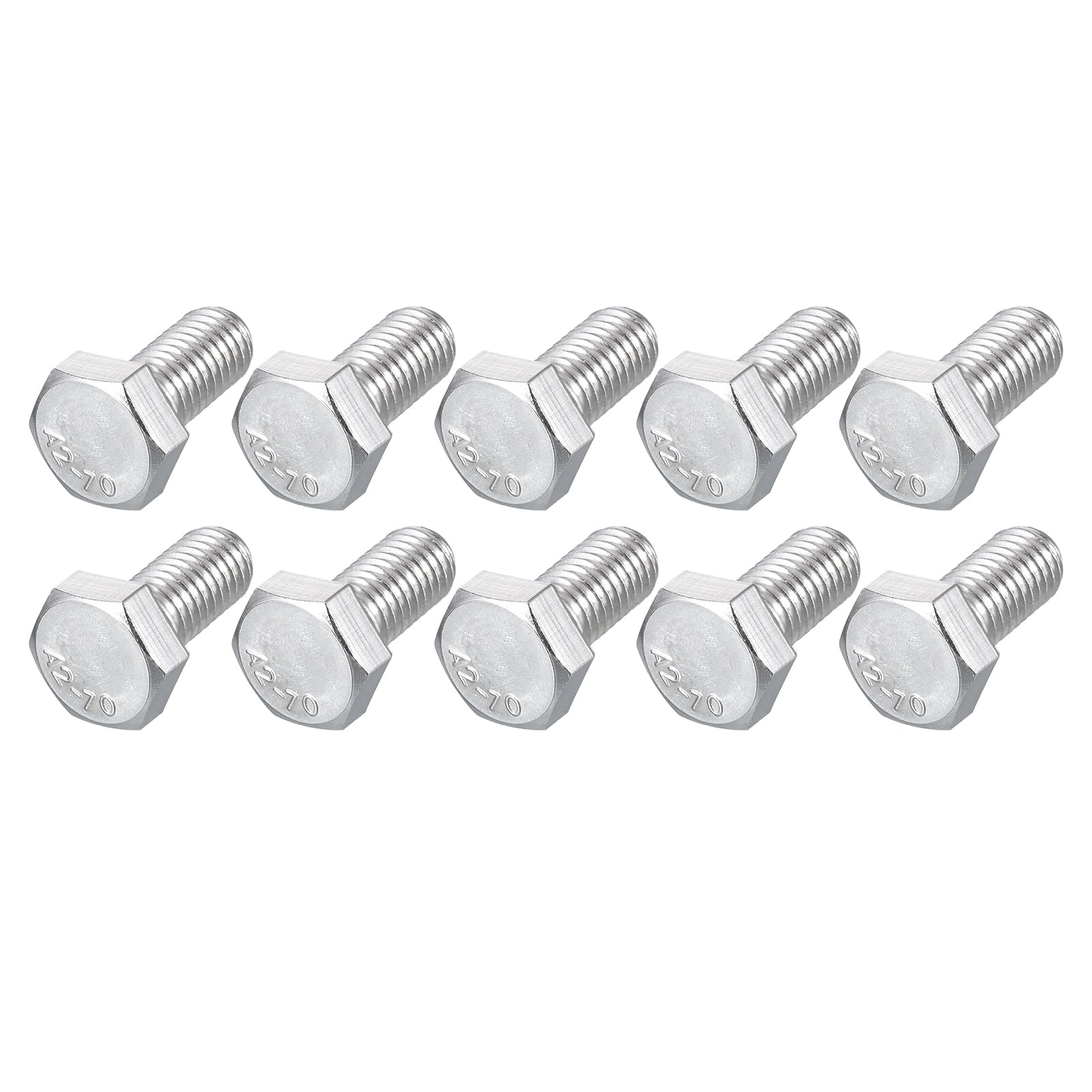 METALLIXITY Hex Bolts (M8-1.25x20mm) 50Pcs, 304 Stainless Steel Coarse Fully Threaded Hex Head Screw Bolt Machine Screws - for Furniture Repair, Silver