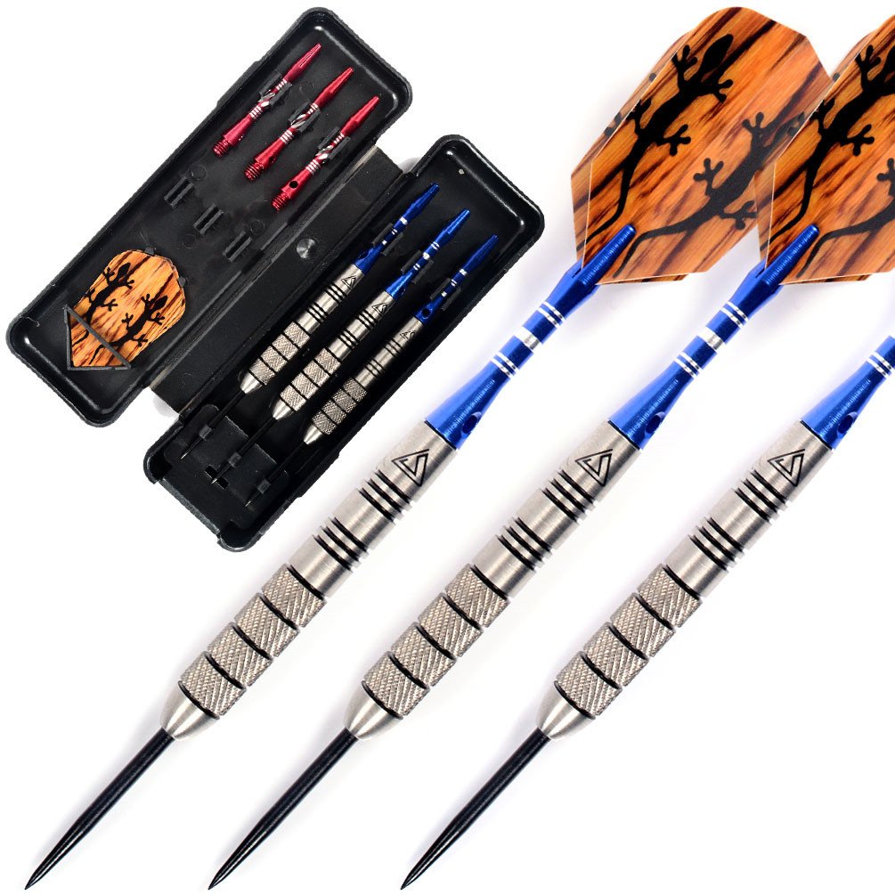 CUESOUL 90% Tungsten Steel Dart 30 Grams Darts Set Center Weighted Enhanced Control, Knurled Surface Supergrip, Aluminum Shafts Case(CSTSTD028)