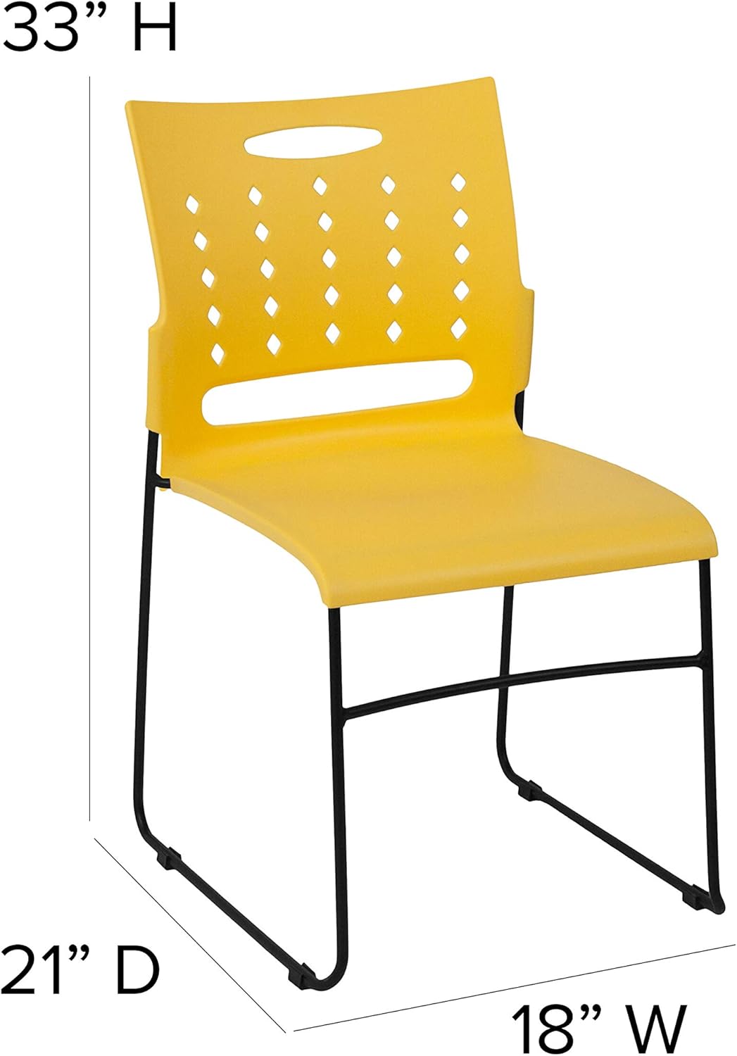 Flash Furniture HERCULES Series 881 lb. Capacity Yellow Sled Base Stack Chair with Air-Vent Back: Furniture & Decor