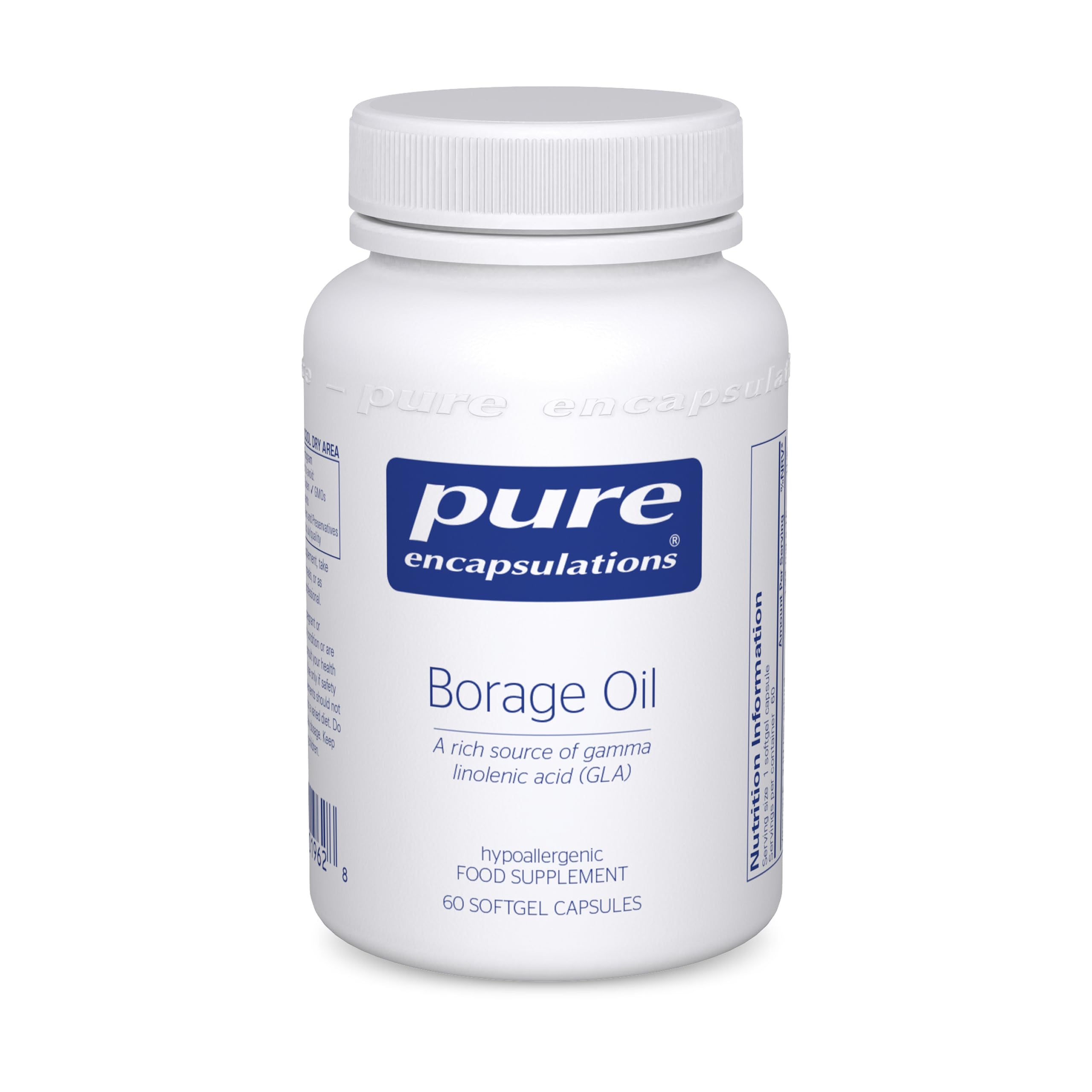Pure Encapsulations Borage Oil - 200mg GLA per Capsule - Rich Source of Gamma Linolenic Acid - 60 Softgel Capsules