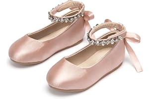 Otter MOMO Toddler/Little Girls Flower Girl Shoes Ballerina Flats Shoes Slip-on School Party Dress Shoes