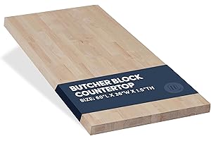AllForWood 60''L x 36''W x 1.5''Th Unfinished Solid Birch Wood, 5ft L x 25" W, 1.5in Butcher Block Countertop DIY Size Long Wooden Board for Kitchen Island Table Top Washer Dryer Workbench