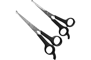 LovinPup Dog Grooming Scissors, 2 Pack, Pet Scissors, Cuts Facial Hair and Body Fur, Stainless Steel with Safety Rounded Tips for a Painless, Smooth, and Clean Cut, Safe Dog Clippers for Grooming