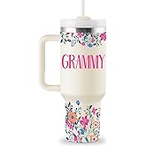 ROSTANTEN Grammy Gifts Birthday Gifts for Grammy Grandma Gift Ideas from Grandkids for Christmas Mothers Day Grammy Tumbler 40oz Travel Cup Insulated Tumbler with Lid & Straw
