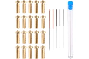 ALAMSCN 20PCS V6 Volcano Brass Nozzle Kit 0.2mm 0.4mm 0.6mm 0.8mm Extra Extruder Nozzles 0.4mm M6 1.75mm Filament with Nozzle Cleaning Needles for 3D Printer Part