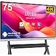 PWR4GTR Smart Board | 75" Interactive Whiteboard | 4K UHD | Android 13 | 8+128GB | Digital Whiteboard, Electronic White Board for Classroom Home Office | Wall Mount Includ