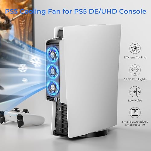 PS5 Cooling Fan with LED Light,Quiet and Efficient Cooling System