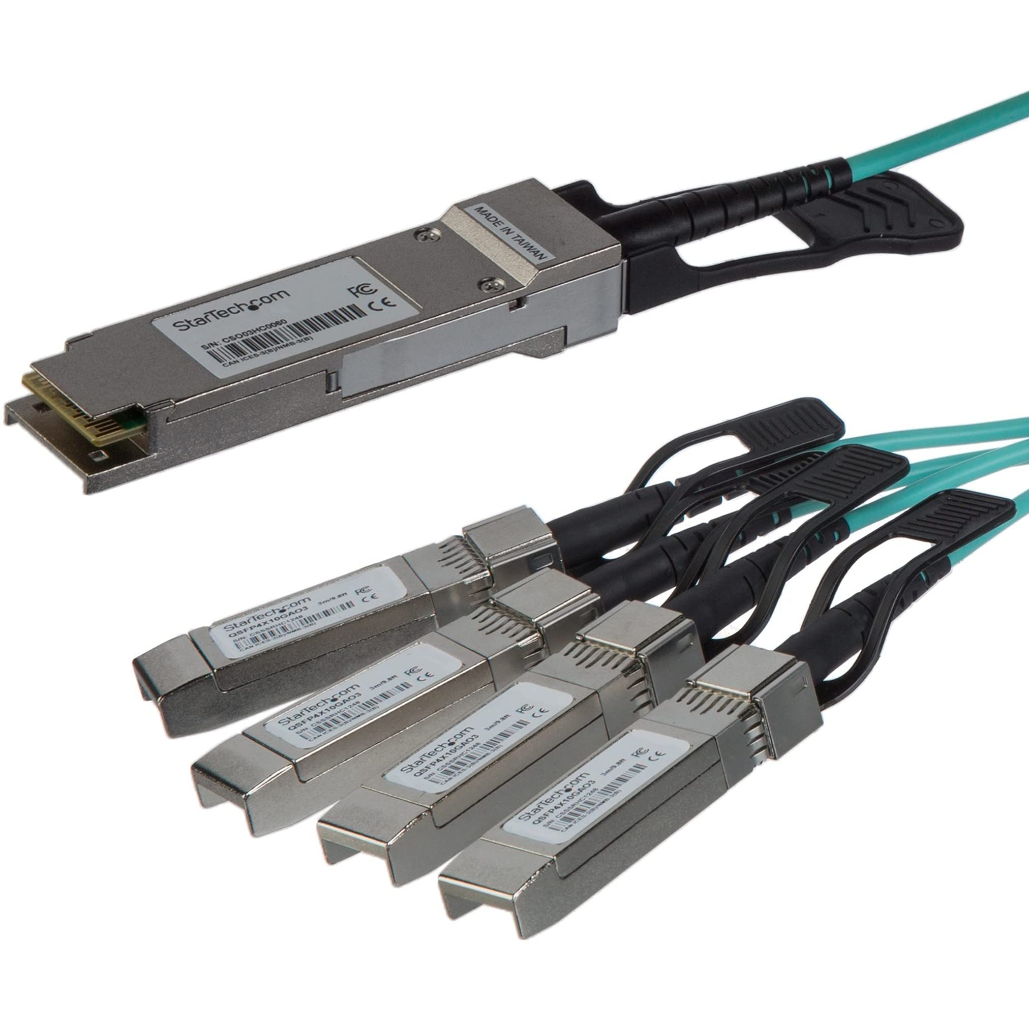 StarTech.com AOC Breakout Cable for Cisco QSFP-4X10G-AOC5M - 5m/16.4ft 40G 1x QSFP+ to 4x SFP+ AOC Cable - 40GbE / 40Gbps QSFP Plus Transceiver Module Active Optical Fiber - C9300 C3850 (QSFP4X10GAO5)
