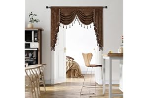 ELKCA Thick Chenille Window Curtains Valance for Living Room Chocolate Waterfall Valance for Bedroom,1 Panel (Chocolate, W59)