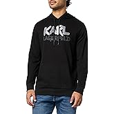 KARL LAGERFELD mens Hooded Long Sleeve Karl Logo Kangaroo Pocket Sweatshirt