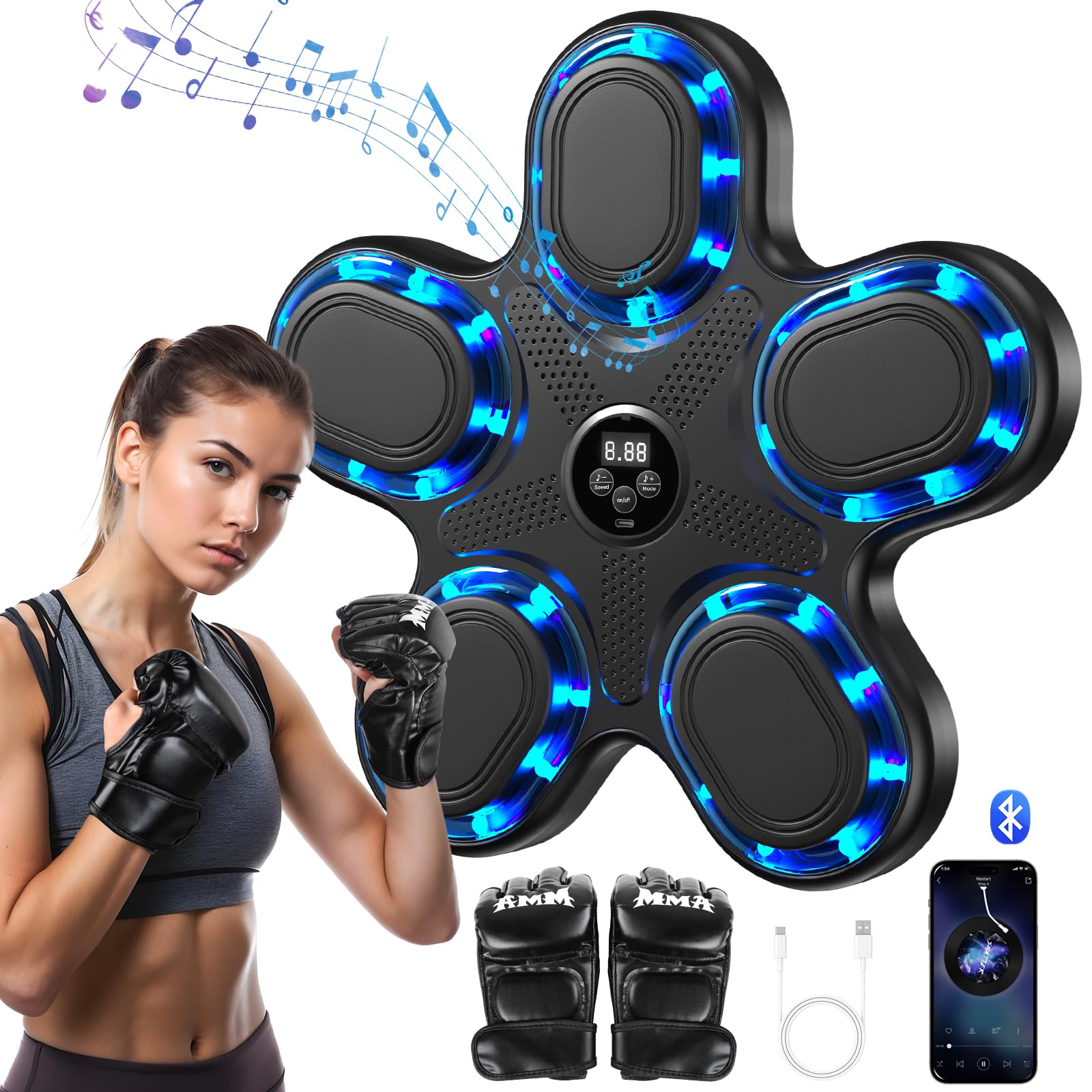 Photo 1 of 2025 Upgraded Music Boxing Machine - Smart Bluetooth Wall-Mounted Fitness Gear with Punch Counter, Adjustable Speed, Premium Gloves Included - Home/Office Workout & Stress Relief Companion