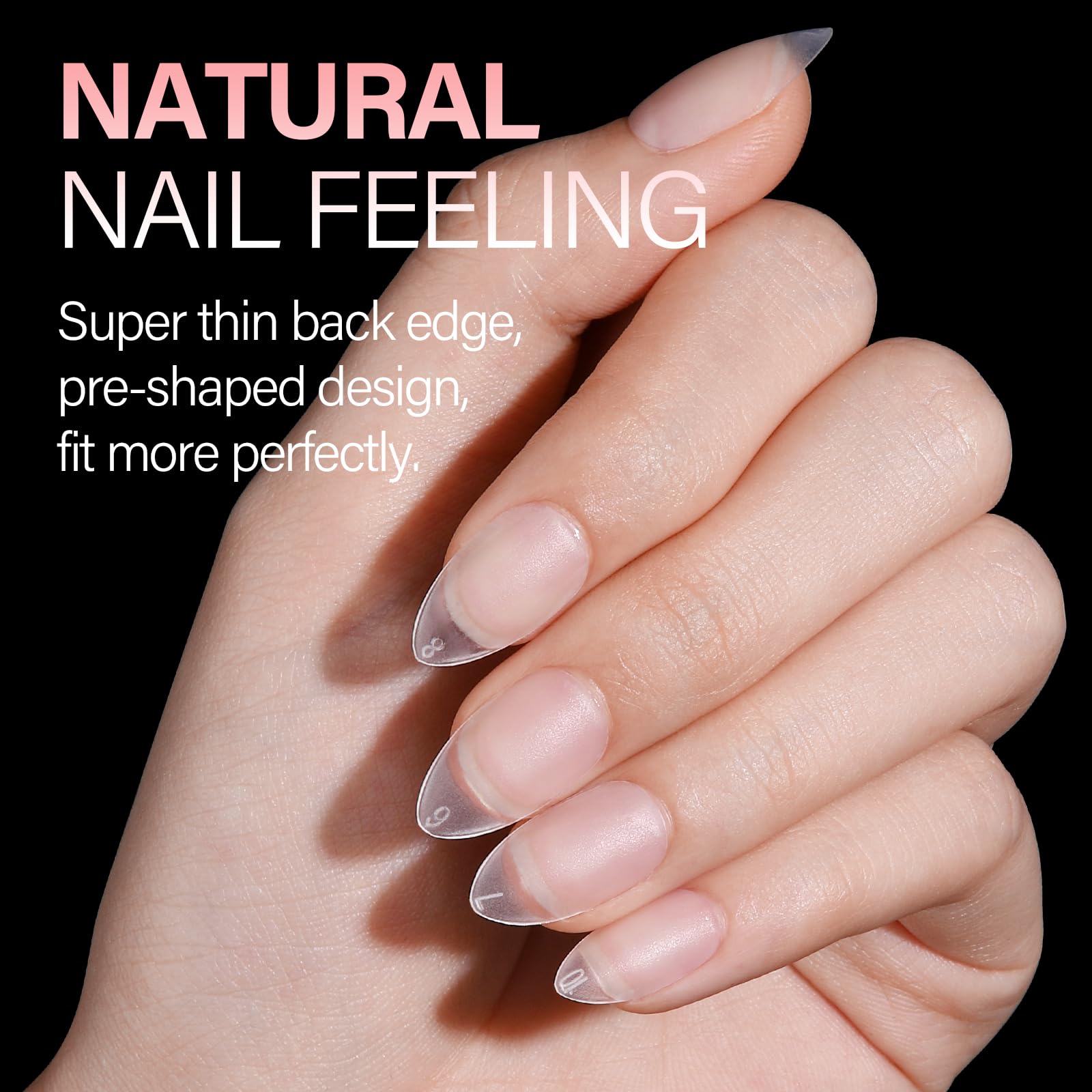 AILLSA Short Almond Nail Tips 450PCS Acrylic Gel Double-sided Matte Clear Pre-Buff Gel Nail Tips No Need Base Coat Press on Nails Tips for Extension 15 Sizes - Image 5