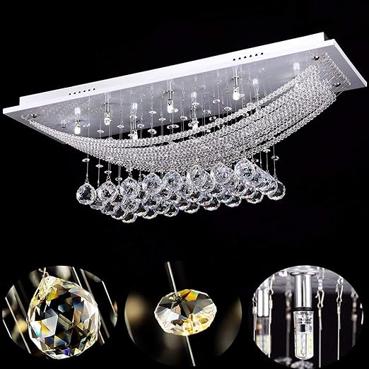 Maxmer Lampadario Cristallo Moderno Led Lampada Da Soffitto Plafoniera Per Salotto Soggiorno Camera Da Letto Sala Cucina Con 8 Lampadine
