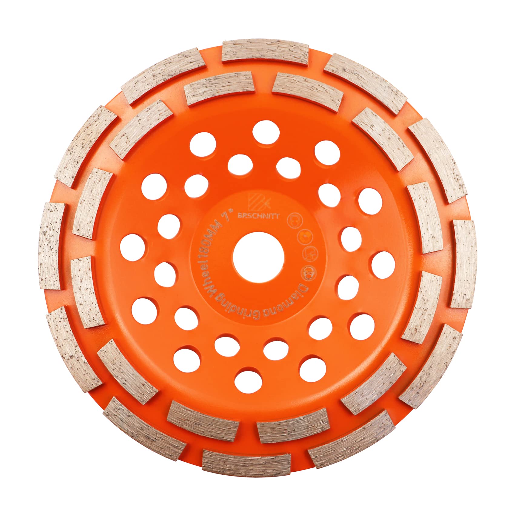 Concrete Diamond Grinding Cup Wheel,BRSCHNITT 180mm Angle Grinder Diamond Double Row Cutting Wheel for Grinding/Polishing/Cleaning Surface Grinding Granite, Concrete,Stone,Cement,Marble,Rock