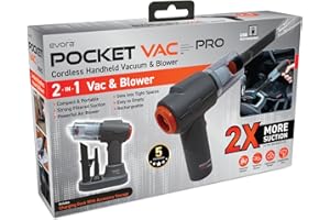 Pocket Vac PRO Handheld Vacuum and Docking Station, Compact Wireless Vacuum Cleaner, Lightweight Powerful for Home Kitchen Car Corner Upholstery Pet Hair Dust Crumbs Cleaning