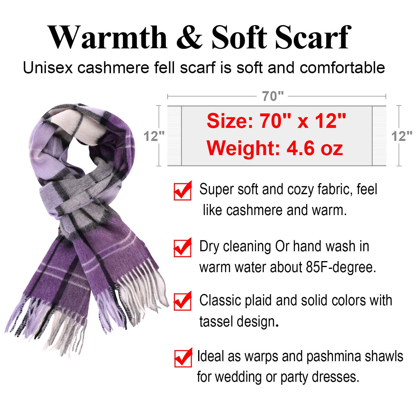 ANDORRA Super Soft Luxurious Cashmere Winter Scarf with Gift Box ANDORRA Super Soft Luxurious Cashmere Winter Scarf with Gift Box