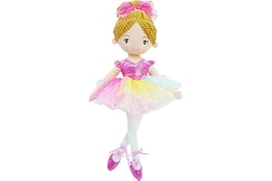 June Garden 16" Ballerina Princess Polina - Stuffed Plush Soft Doll - Pink Outfit - Gift for Toddler Girls